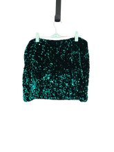 Load image into Gallery viewer, GREEN VELVET SEQUIN MINI SKIRT
