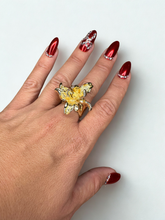 Load image into Gallery viewer, GOLD COATED OPEN LILY FLOWER RING
