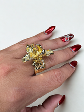 Load image into Gallery viewer, GOLD COATED OPEN LILY FLOWER RING
